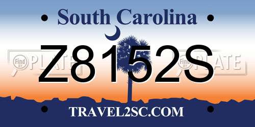 Z8152S South Carolina License Plate