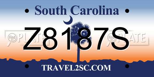 Z8187S South Carolina License Plate
