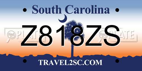 Z818ZS South Carolina License Plate