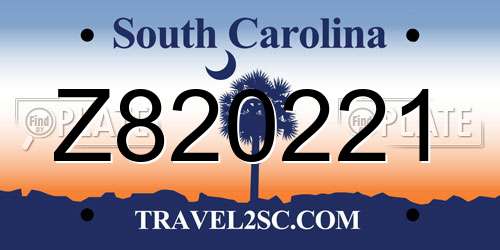 Z820221 South Carolina License Plate