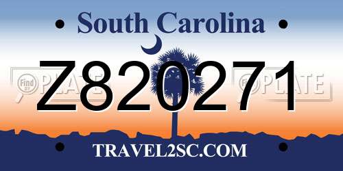 Z820271 South Carolina License Plate
