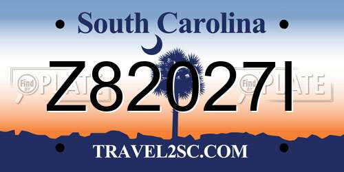 Z82027I South Carolina License Plate