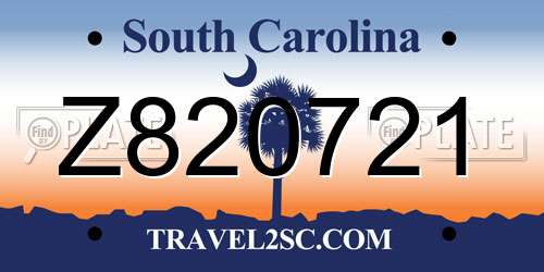 Z820721 South Carolina License Plate