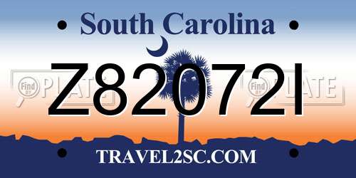Z82072I South Carolina License Plate
