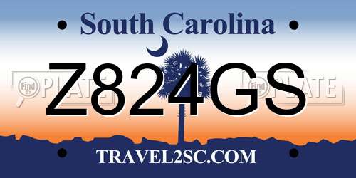 Z824GS South Carolina License Plate