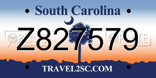 Z827579 South Carolina License Plate