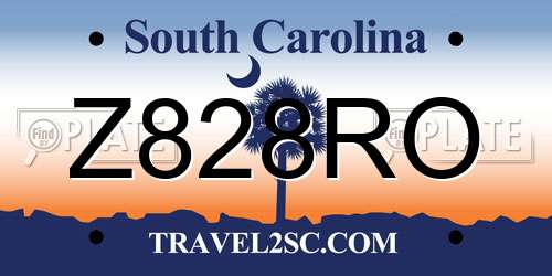 Z828RO South Carolina License Plate