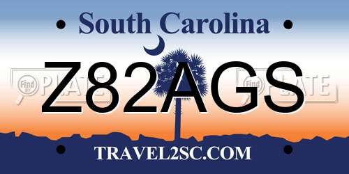 Z82AGS South Carolina License Plate