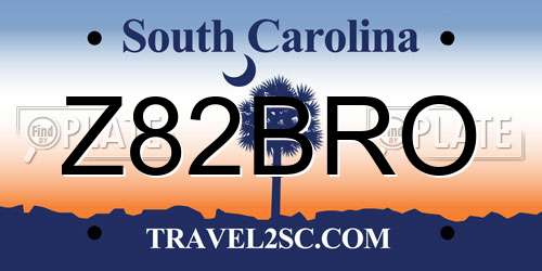 Z82BRO South Carolina License Plate