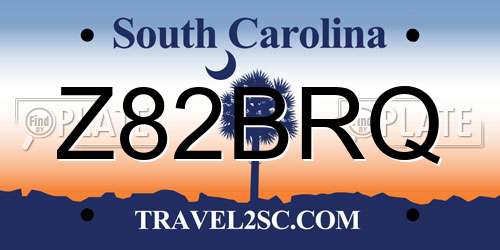 Z82BRQ South Carolina License Plate