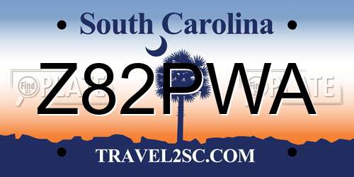 Z82PWA South Carolina License Plate