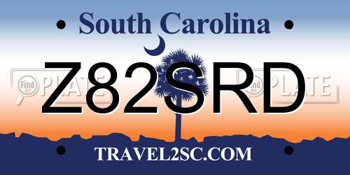 Z82SRD South Carolina License Plate