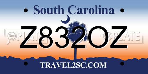 Z832OZ South Carolina License Plate