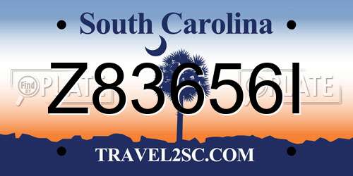 Z83656I South Carolina License Plate