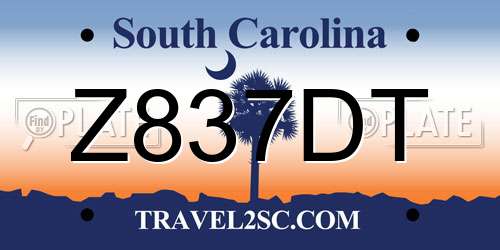 Z837DT South Carolina License Plate