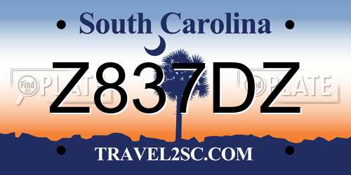 Z837DZ South Carolina License Plate