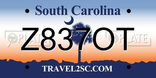 Z837OT South Carolina License Plate