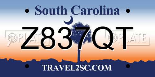 Z837QT South Carolina License Plate