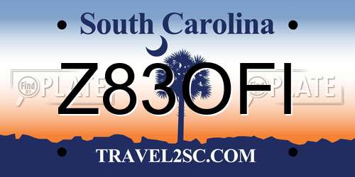 Z83OFI South Carolina License Plate