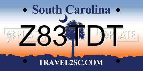 Z83TDT South Carolina License Plate