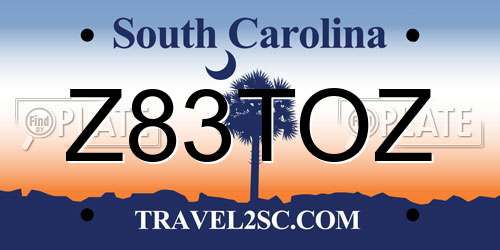 Z83TOZ South Carolina License Plate