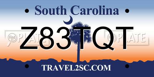 Z83TQT South Carolina License Plate