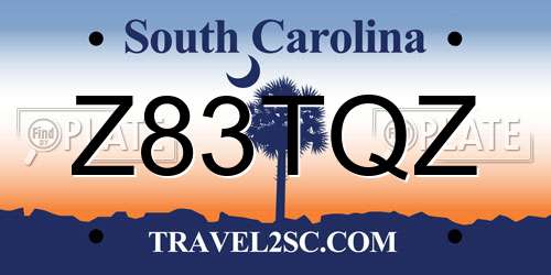 Z83TQZ South Carolina License Plate