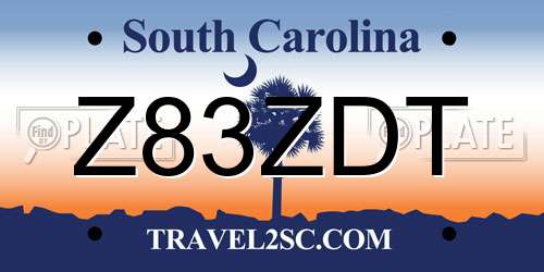 Z83ZDT South Carolina License Plate