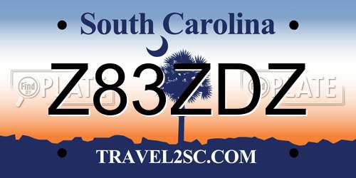 Z83ZDZ South Carolina License Plate