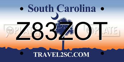 Z83ZOT South Carolina License Plate