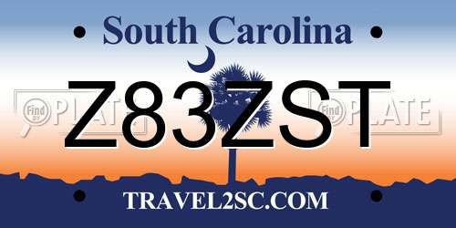 Z83ZST South Carolina License Plate