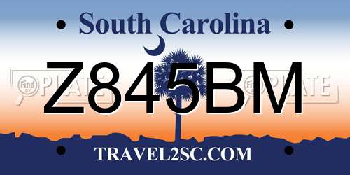 Z845BM South Carolina License Plate