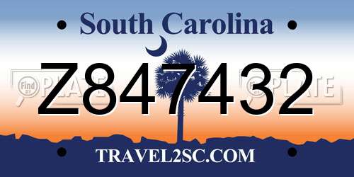 Z847432 South Carolina License Plate