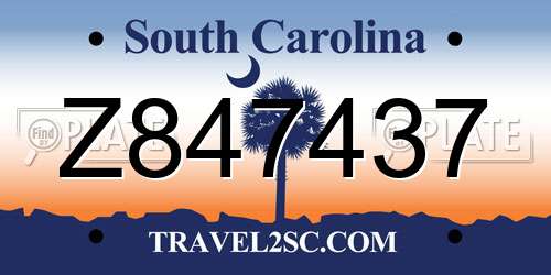 Z847437 South Carolina License Plate