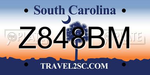 Z848BM South Carolina License Plate