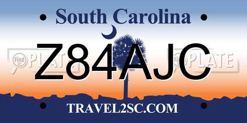 Z84AJC South Carolina License Plate