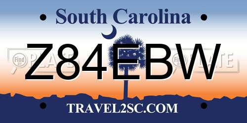 Z84EBW South Carolina License Plate