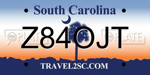 Z84OJT South Carolina License Plate