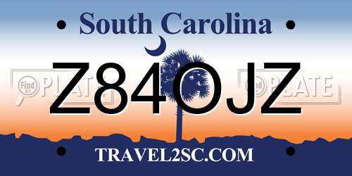 Z84OJZ South Carolina License Plate