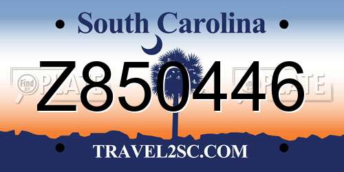 Z850446 South Carolina License Plate
