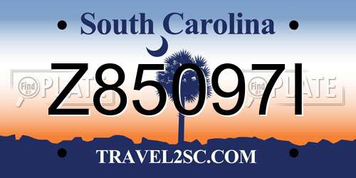 Z85097I South Carolina License Plate