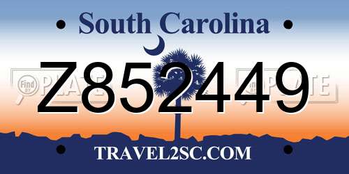 Z852449 South Carolina License Plate