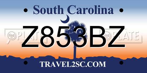 Z853BZ South Carolina License Plate