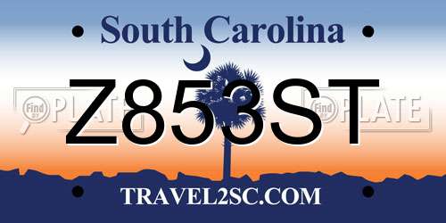 Z853ST South Carolina License Plate