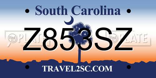 Z853SZ South Carolina License Plate