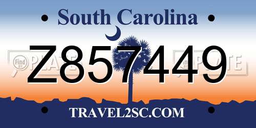 Z857449 South Carolina License Plate