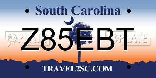 Z85EBT South Carolina License Plate