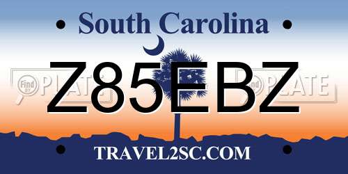 Z85EBZ South Carolina License Plate