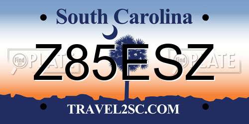 Z85ESZ South Carolina License Plate