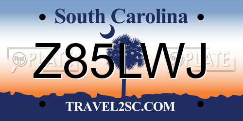 Z85LWJ South Carolina License Plate